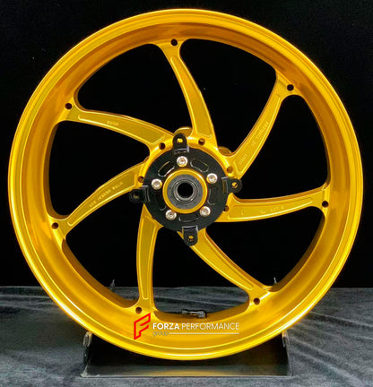 We manufacture premium quality forged motorcycle wheels rims for KAWASAKI NINJA Z900 SE Z900RS in any design, size, color.

Wheel sizes (motorcycle spec):

Front: 3.5 x 17

Rear: 5.5 x 17

Weight:

Front: 4.3 kg (9.48 lbs)

Rear: 4.8 kg (10.58 lbs)


Finishing: Gloss Gold

Forza Performance Group engineers and manufactures each forged motorcycle wheel individually per order. This ensures precise fitment, uncompromised strength, and unique styling. Whether for racing, touring, or daily use — our wheels are b