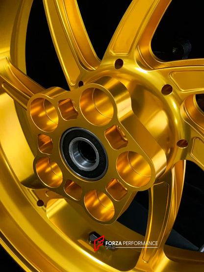 We manufacture premium quality forged motorcycle wheels rims for KAWASAKI NINJA Z900 SE Z900RS in any design, size, color.

Wheel sizes (motorcycle spec):

Front: 3.5 x 17

Rear: 5.5 x 17

Weight:

Front: 4.3 kg (9.48 lbs)

Rear: 4.8 kg (10.58 lbs)


Finishing: Gloss Gold

Forza Performance Group engineers and manufactures each forged motorcycle wheel individually per order. This ensures precise fitment, uncompromised strength, and unique styling. Whether for racing, touring, or daily use — our wheels are b
