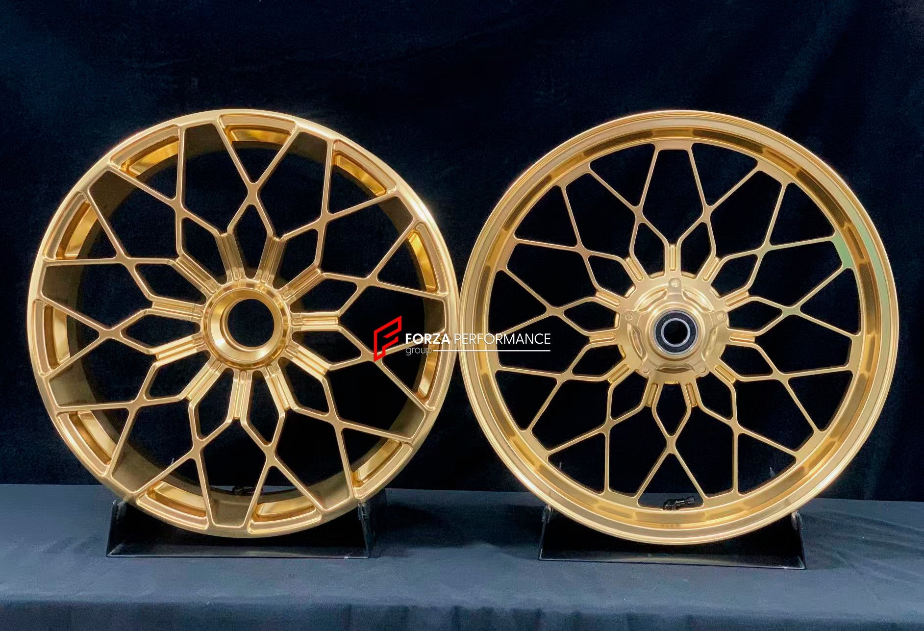 We manufacture premium quality forged motorcycle wheels rims for MV AGUSTA in any design, size, color.

Wheel sizes (motorcycle spec):

Front: 3.5 x 17

Rear: 5.5 x 17

Weight:

Front: 4.15 kg (9.15 lbs)

Rear: 4.85 kg (10.69 lbs)


Finishing: Satin Gold

Forza Performance Group engineers and manufactures each forged motorcycle wheel individually per order. This ensures precise fitment, uncompromised strength, and unique styling. Whether for racing, touring, or daily use — our wheels are built for both perf