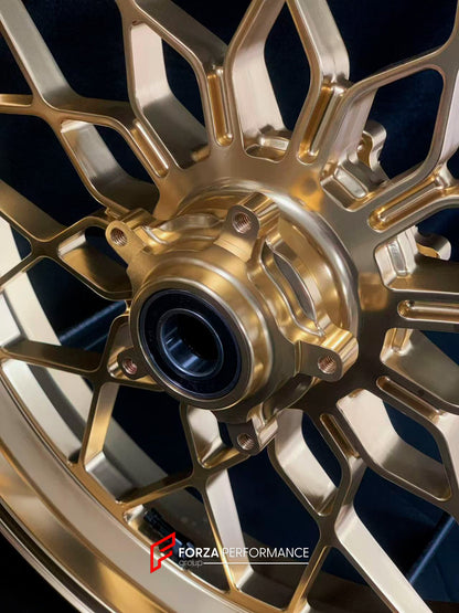 We manufacture premium quality forged motorcycle wheels rims for MV AGUSTA in any design, size, color.

Wheel sizes (motorcycle spec):

Front: 3.5 x 17

Rear: 5.5 x 17

Weight:

Front: 4.15 kg (9.15 lbs)

Rear: 4.85 kg (10.69 lbs)


Finishing: Satin Gold

Forza Performance Group engineers and manufactures each forged motorcycle wheel individually per order. This ensures precise fitment, uncompromised strength, and unique styling. Whether for racing, touring, or daily use — our wheels are built for both perf