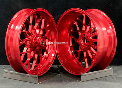 We manufacture premium quality forged motorcycle wheels rims for MV AGUSTA in any design, size, color.

Wheel sizes (motorcycle spec):

Front: 3.5 x 17

Rear: 5.5 x 17

Weight:

Front: 4.25 kg (9.37 lbs)

Rear: 4.9 kg (10.8 lbs)


Finishing Gloss Red

Forza Performance Group engineers and manufactures each forged motorcycle wheel individually per order. This ensures precise fitment, uncompromised strength, and unique styling. Whether for racing, touring, or daily use — our wheels are built for both performa