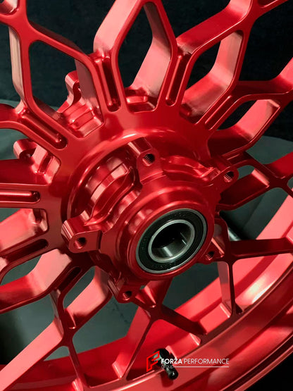 We manufacture premium quality forged motorcycle wheels rims for MV AGUSTA in any design, size, color.

Wheel sizes (motorcycle spec):

Front: 3.5 x 17

Rear: 5.5 x 17

Weight:

Front: 4.25 kg (9.37 lbs)

Rear: 4.9 kg (10.8 lbs)


Finishing Gloss Red

Forza Performance Group engineers and manufactures each forged motorcycle wheel individually per order. This ensures precise fitment, uncompromised strength, and unique styling. Whether for racing, touring, or daily use — our wheels are built for both performa