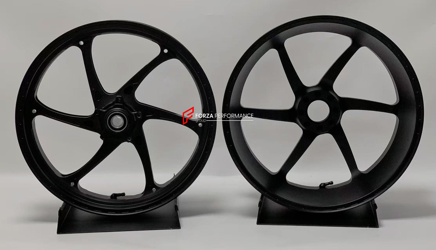 We manufacture premium quality forged motorcycle wheels rims for MV AGUSTA in any design, size, color.

Wheel sizes (motorcycle spec):

Front: 3.5 x 17

Rear: 5.5 x 17

Weight:

Front: 3.7 kg (8.16 lbs)

Rear: 3.65 kg (8.05 lbs)


Finishing: Matt Black

Forza Performance Group engineers and manufactures each forged motorcycle wheel individually per order. This ensures precise fitment, uncompromised strength, and unique styling. Whether for racing, touring, or daily use — our wheels are built for both perfor
