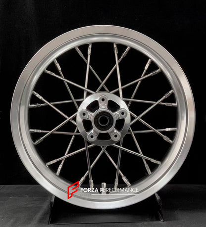 We manufacture premium quality forged motorcycle wheels rims for TRIUMPH in any design, size, color.

Wheel sizes (motorcycle spec):

Front: 3.5 x 17

Rear: 7.5 x 16

Weight:

Front: 6.95 kg (15.32 lbs)

Rear: 10.7 kg (23.59 lbs)


Finishing: Gloss Silver

Forza Performance Group engineers and manufactures each forged motorcycle wheel individually per order. This ensures precise fitment, uncompromised strength, and unique styling. Whether for racing, touring, or daily use — our wheels are built for both per