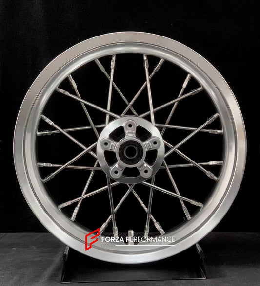 We manufacture premium quality forged motorcycle wheels rims for TRIUMPH in any design, size, color.

Wheel sizes (motorcycle spec):

Front: 3.5 x 17

Rear: 7.5 x 16

Weight:

Front: 6.95 kg (15.32 lbs)

Rear: 10.7 kg (23.59 lbs)


Finishing: Gloss Silver

Forza Performance Group engineers and manufactures each forged motorcycle wheel individually per order. This ensures precise fitment, uncompromised strength, and unique styling. Whether for racing, touring, or daily use — our wheels are built for both per