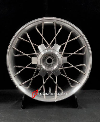 We manufacture premium quality forged motorcycle wheels rims for TRIUMPH in any design, size, color.

Wheel sizes (motorcycle spec):

Front: 3.5 x 17

Rear: 7.5 x 16

Weight:

Front: 6.95 kg (15.32 lbs)

Rear: 10.7 kg (23.59 lbs)


Finishing: Gloss Silver

Forza Performance Group engineers and manufactures each forged motorcycle wheel individually per order. This ensures precise fitment, uncompromised strength, and unique styling. Whether for racing, touring, or daily use — our wheels are built for both per