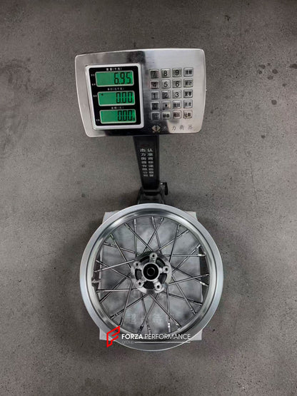 We manufacture premium quality forged motorcycle wheels rims for TRIUMPH in any design, size, color.

Wheel sizes (motorcycle spec):

Front: 3.5 x 17

Rear: 7.5 x 16

Weight:

Front: 6.95 kg (15.32 lbs)

Rear: 10.7 kg (23.59 lbs)


Finishing: Gloss Silver

Forza Performance Group engineers and manufactures each forged motorcycle wheel individually per order. This ensures precise fitment, uncompromised strength, and unique styling. Whether for racing, touring, or daily use — our wheels are built for both per
