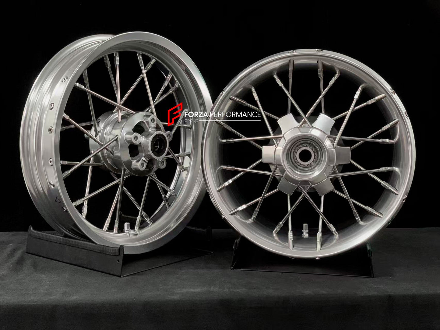 We manufacture premium quality forged motorcycle wheels rims for TRIUMPH in any design, size, color.

Wheel sizes (motorcycle spec):

Front: 3.5 x 17

Rear: 7.5 x 16

Weight:

Front: 6.95 kg (15.32 lbs)

Rear: 10.7 kg (23.59 lbs)


Finishing: Gloss Silver

Forza Performance Group engineers and manufactures each forged motorcycle wheel individually per order. This ensures precise fitment, uncompromised strength, and unique styling. Whether for racing, touring, or daily use — our wheels are built for both per