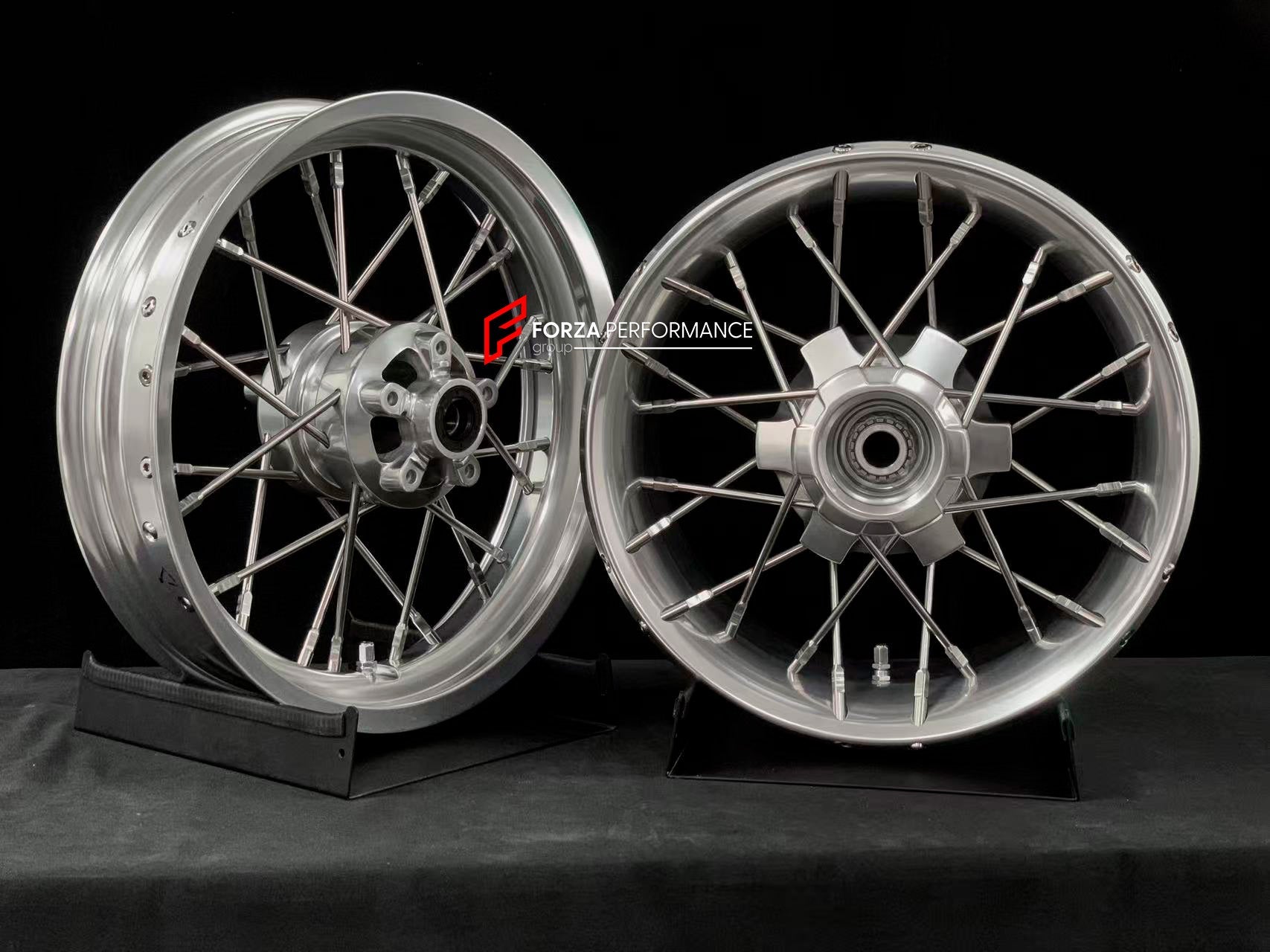 We manufacture premium quality forged motorcycle wheels rims for TRIUMPH in any design, size, color.

Wheel sizes (motorcycle spec):

Front: 3.5 x 17

Rear: 7.5 x 16

Weight:

Front: 6.95 kg (15.32 lbs)

Rear: 10.7 kg (23.59 lbs)


Finishing: Gloss Silver

Forza Performance Group engineers and manufactures each forged motorcycle wheel individually per order. This ensures precise fitment, uncompromised strength, and unique styling. Whether for racing, touring, or daily use — our wheels are built for both per