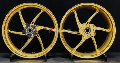 We manufacture premium quality forged motorcycle wheels rims for QJMOTOR in any design, size, color.

Wheel sizes (motorcycle spec):

Front: 3.5 x 17

Rear: 6 x 17

Weight:

Front: 3.9 kg (8.6 lbs)

Rear: 4.95 kg (10.91 lbs)


Finishing: Satin Gold

Forza Performance Group engineers and manufactures each forged motorcycle wheel individually per order. This ensures precise fitment, uncompromised strength, and unique styling. Whether for racing, touring, or daily use — our wheels are built for both performanc