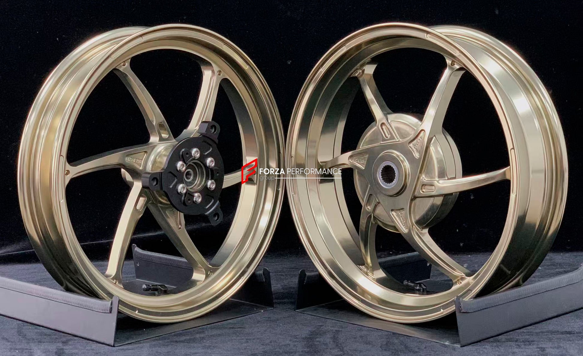 We manufacture premium quality forged motorcycle wheels rims for YAMAHA in any design, size, color.

Wheel sizes (motorcycle spec):

Front: 2.5 x 14

Rear: 3.5 x 14

Weight:

Front: 2.7 kg (5.95 lbs)

Rear: 2.85 kg (6.28 lbs)


Finishing: Gloss Bronze

Forza Performance Group engineers and manufactures each forged motorcycle wheel individually per order. This ensures precise fitment, uncompromised strength, and unique styling. Whether for racing, touring, or daily use — our wheels are built for both perform