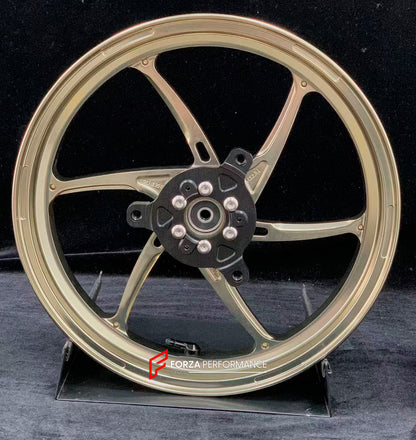 We manufacture premium quality forged motorcycle wheels rims for YAMAHA in any design, size, color.

Wheel sizes (motorcycle spec):

Front: 2.5 x 14

Rear: 3.5 x 14

Weight:

Front: 2.7 kg (5.95 lbs)

Rear: 2.85 kg (6.28 lbs)


Finishing: Gloss Bronze

Forza Performance Group engineers and manufactures each forged motorcycle wheel individually per order. This ensures precise fitment, uncompromised strength, and unique styling. Whether for racing, touring, or daily use — our wheels are built for both perform