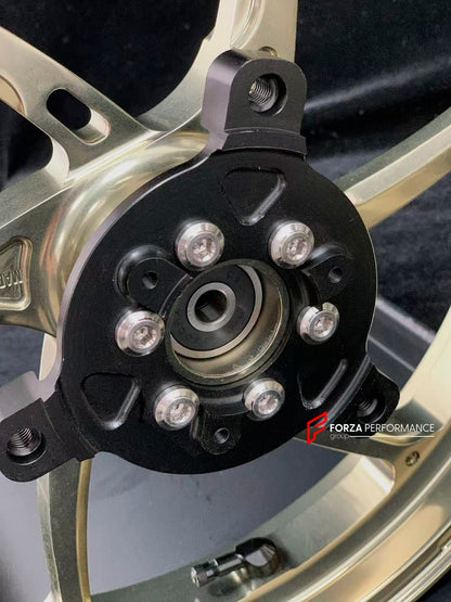We manufacture premium quality forged motorcycle wheels rims for YAMAHA in any design, size, color.

Wheel sizes (motorcycle spec):

Front: 2.5 x 14

Rear: 3.5 x 14

Weight:

Front: 2.7 kg (5.95 lbs)

Rear: 2.85 kg (6.28 lbs)


Finishing: Gloss Bronze

Forza Performance Group engineers and manufactures each forged motorcycle wheel individually per order. This ensures precise fitment, uncompromised strength, and unique styling. Whether for racing, touring, or daily use — our wheels are built for both perform