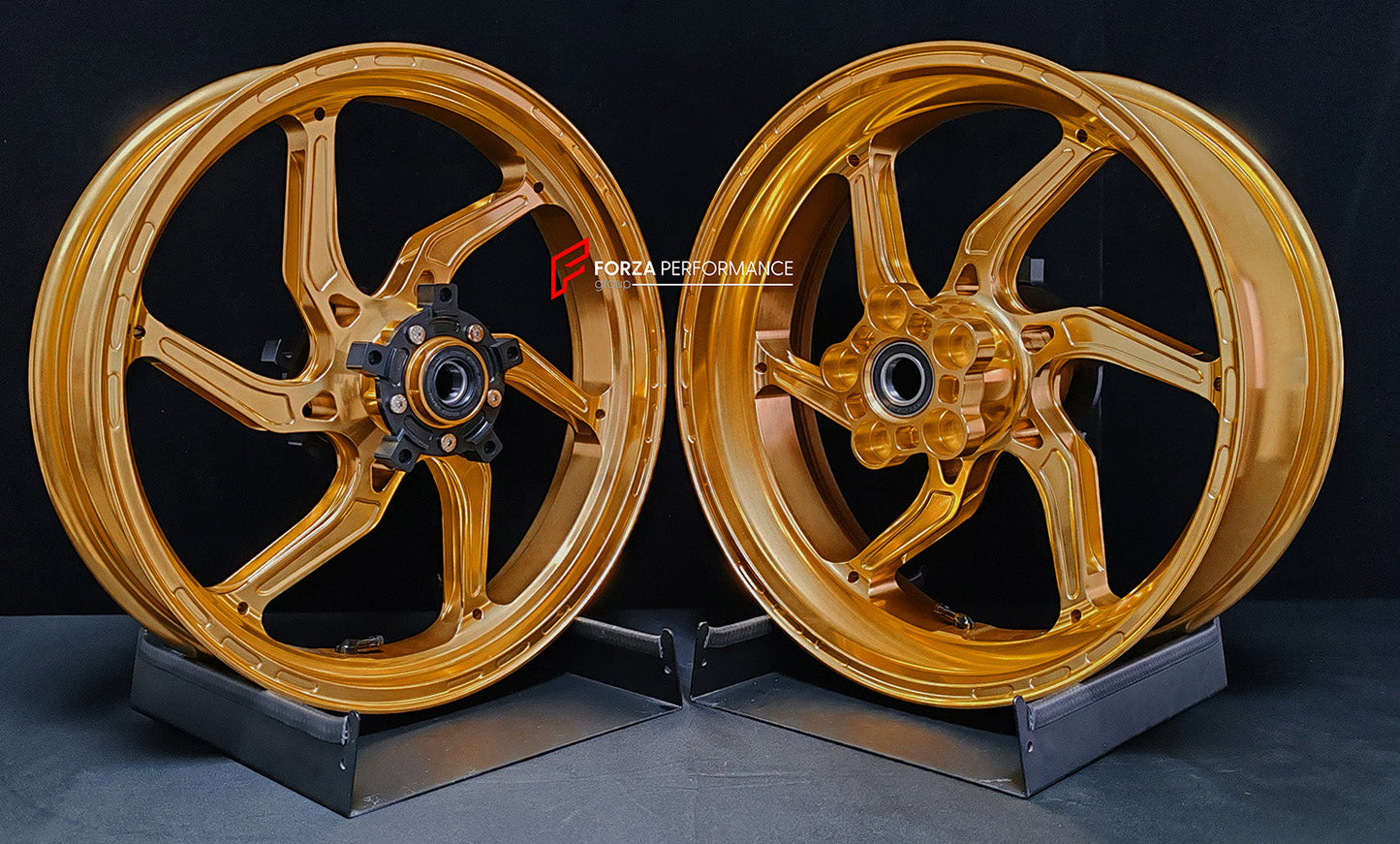 We manufacture premium quality forged motorcycle wheels rims for SUZUKI HAYABUSA in any design, size, color.

Wheel sizes (motorcycle spec):

Front: 3.5 x 17

Rear: 6 x 17

Weight:

Front: 4.65 kg (10.25 lbs)

Rear: 5.4 kg (11.9 lbs)


Finishing: Gloss Gold

Forza Performance Group engineers and manufactures each forged motorcycle wheel individually per order. This ensures precise fitment, uncompromised strength, and unique styling. Whether for racing, touring, or daily use — our wheels are built for both p