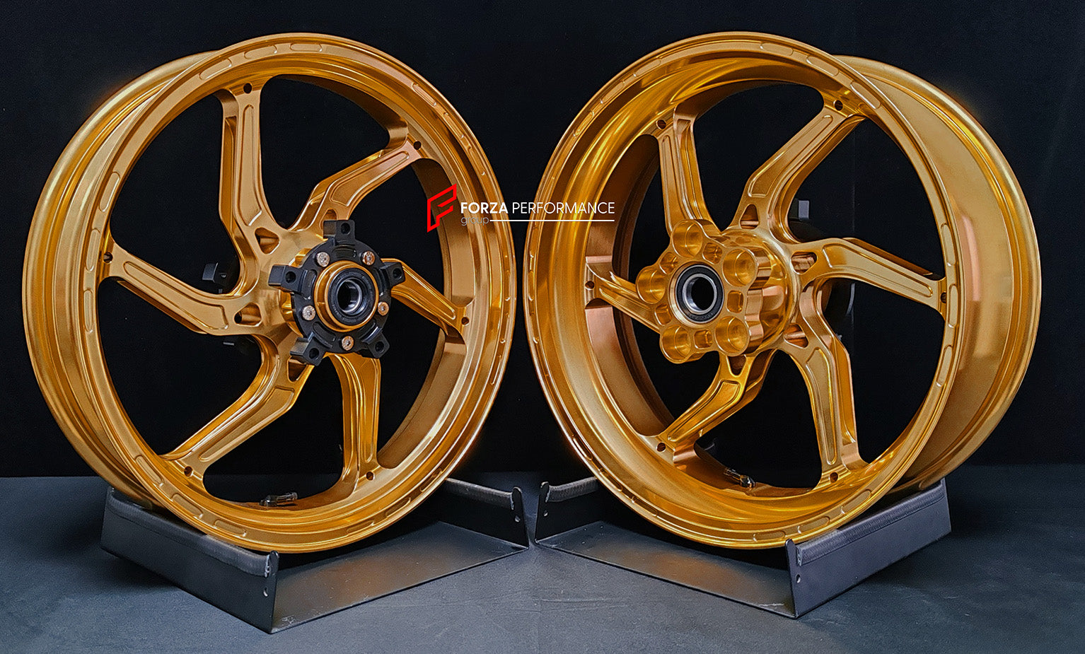 We manufacture premium quality forged motorcycle wheels rims for SUZUKI HAYABUSA in any design, size, color.

Wheel sizes (motorcycle spec):

Front: 3.5 x 17

Rear: 6 x 17

Weight:

Front: 4.65 kg (10.25 lbs)

Rear: 5.4 kg (11.9 lbs)


Finishing: Gloss Gold

Forza Performance Group engineers and manufactures each forged motorcycle wheel individually per order. This ensures precise fitment, uncompromised strength, and unique styling. Whether for racing, touring, or daily use — our wheels are built for both p
