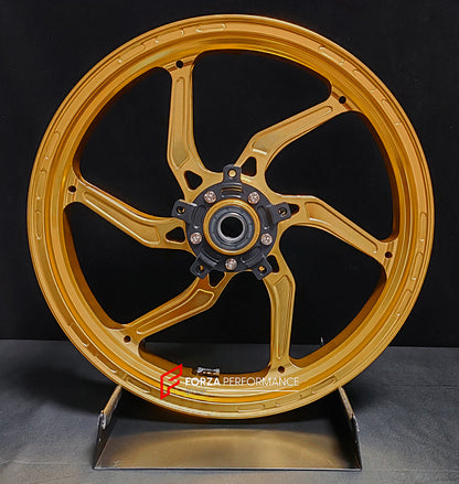 We manufacture premium quality forged motorcycle wheels rims for SUZUKI HAYABUSA in any design, size, color.

Wheel sizes (motorcycle spec):

Front: 3.5 x 17

Rear: 6 x 17

Weight:

Front: 4.65 kg (10.25 lbs)

Rear: 5.4 kg (11.9 lbs)


Finishing: Gloss Gold

Forza Performance Group engineers and manufactures each forged motorcycle wheel individually per order. This ensures precise fitment, uncompromised strength, and unique styling. Whether for racing, touring, or daily use — our wheels are built for both p