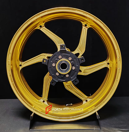 We manufacture premium quality forged motorcycle wheels rims for SUZUKI HAYABUSA in any design, size, color.

Wheel sizes (motorcycle spec):

Front: 3.5 x 17

Rear: 6 x 17

Weight:

Front: 4.65 kg (10.25 lbs)

Rear: 5.4 kg (11.9 lbs)


Finishing: Satin Gold

Forza Performance Group engineers and manufactures each forged motorcycle wheel individually per order. This ensures precise fitment, uncompromised strength, and unique styling. Whether for racing, touring, or daily use — our wheels are built for both p