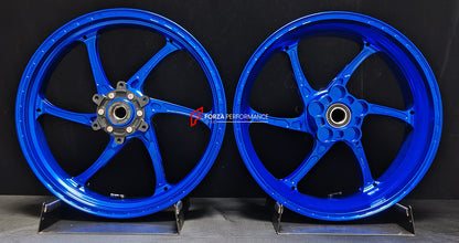 We manufacture premium quality forged motorcycle wheels rims for QJMOTOR in any design, size, color.

Wheel sizes (motorcycle spec):

Front: 3.5 x 17

Rear: 6 x 17

Weight:

Front: 4.25 kg (9.37 lbs)

Rear: 4.85 kg (10.69 lbs)


Finishing: Gloss Blue

Forza Performance Group engineers and manufactures each forged motorcycle wheel individually per order. This ensures precise fitment, uncompromised strength, and unique styling. Whether for racing, touring, or daily use — our wheels are built for both performa