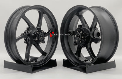 We manufacture premium quality forged motorcycle wheels rims for SUZUKI HAYABUSA in any design, size, color.

Wheel sizes (motorcycle spec):

Front: 3.5 x 17

Rear: 6 x 17

Weight:

Front: 4.25 kg (9.37 lbs)

Rear: 5.05 kg (11.13 lbs)


Finishing: Matt Black

Forza Performance Group engineers and manufactures each forged motorcycle wheel individually per order. This ensures precise fitment, uncompromised strength, and unique styling. Whether for racing, touring, or daily use — our wheels are built for both 