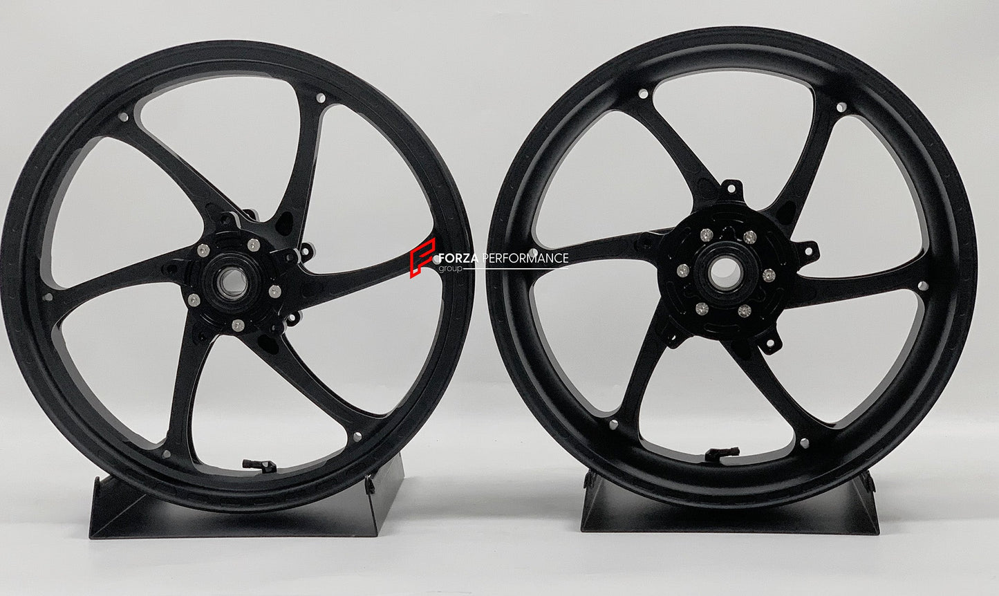 We manufacture premium quality forged motorcycle wheels rims for SUZUKI HAYABUSA in any design, size, color.

Wheel sizes (motorcycle spec):

Front: 3.5 x 17

Rear: 6 x 17

Weight:

Front: 4.25 kg (9.37 lbs)

Rear: 5.05 kg (11.13 lbs)


Finishing: Matt Black

Forza Performance Group engineers and manufactures each forged motorcycle wheel individually per order. This ensures precise fitment, uncompromised strength, and unique styling. Whether for racing, touring, or daily use — our wheels are built for both 