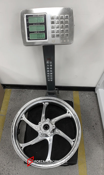 We manufacture premium quality forged motorcycle wheels rims for TRIUMPH in any design, size, color.

Wheel sizes (motorcycle spec):

Front: 3.5 x 17

Rear: 5.5 x 17

Weight:

Front: 3.95 kg (8.7 lbs)

Rear: 4.8 kg (10.58 lbs)


Finishing: Gloss Silver

Forza Performance Group engineers and manufactures each forged motorcycle wheel individually per order. This ensures precise fitment, uncompromised strength, and unique styling. Whether for racing, touring, or daily use — our wheels are built for both perfor