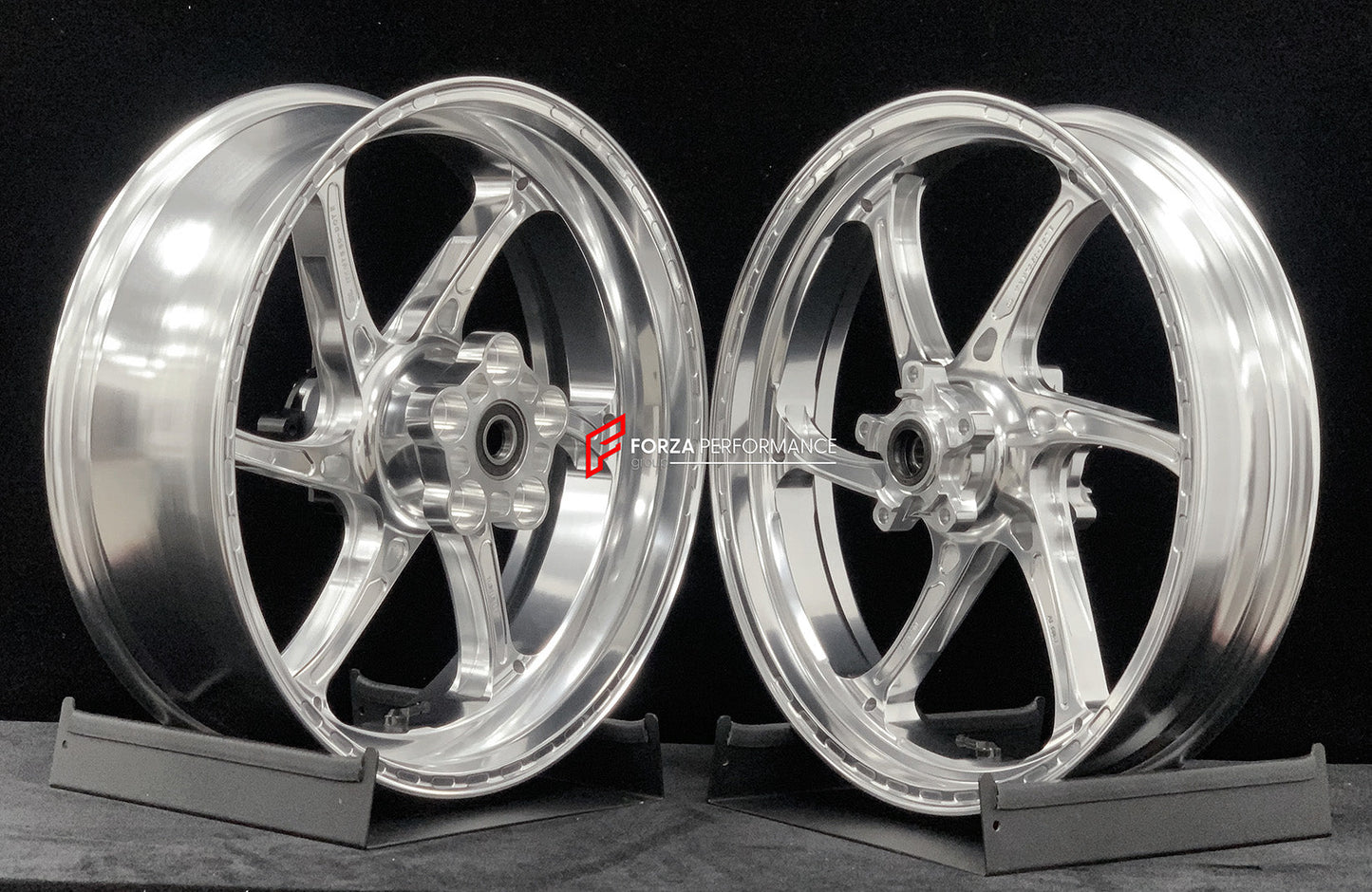 We manufacture premium quality forged motorcycle wheels rims for TRIUMPH in any design, size, color.

Wheel sizes (motorcycle spec):

Front: 3.5 x 17

Rear: 5.5 x 17

Weight:

Front: 3.95 kg (8.7 lbs)

Rear: 4.8 kg (10.58 lbs)


Finishing: Gloss Silver

Forza Performance Group engineers and manufactures each forged motorcycle wheel individually per order. This ensures precise fitment, uncompromised strength, and unique styling. Whether for racing, touring, or daily use — our wheels are built for both perfor