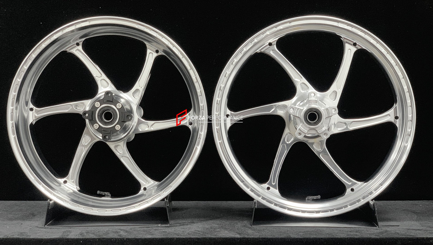 We manufacture premium quality forged motorcycle wheels rims for TRIUMPH in any design, size, color.

Wheel sizes (motorcycle spec):

Front: 3.5 x 17

Rear: 5.5 x 17

Weight:

Front: 3.95 kg (8.7 lbs)

Rear: 4.8 kg (10.58 lbs)


Finishing: Gloss Silver

Forza Performance Group engineers and manufactures each forged motorcycle wheel individually per order. This ensures precise fitment, uncompromised strength, and unique styling. Whether for racing, touring, or daily use — our wheels are built for both perfor