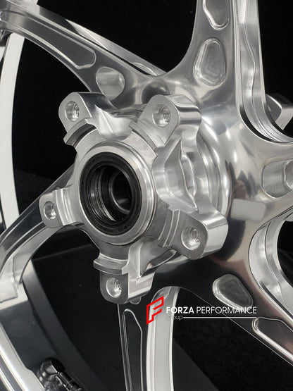 We manufacture premium quality forged motorcycle wheels rims for TRIUMPH in any design, size, color.

Wheel sizes (motorcycle spec):

Front: 3.5 x 17

Rear: 5.5 x 17

Weight:

Front: 3.95 kg (8.7 lbs)

Rear: 4.8 kg (10.58 lbs)


Finishing: Gloss Silver

Forza Performance Group engineers and manufactures each forged motorcycle wheel individually per order. This ensures precise fitment, uncompromised strength, and unique styling. Whether for racing, touring, or daily use — our wheels are built for both perfor