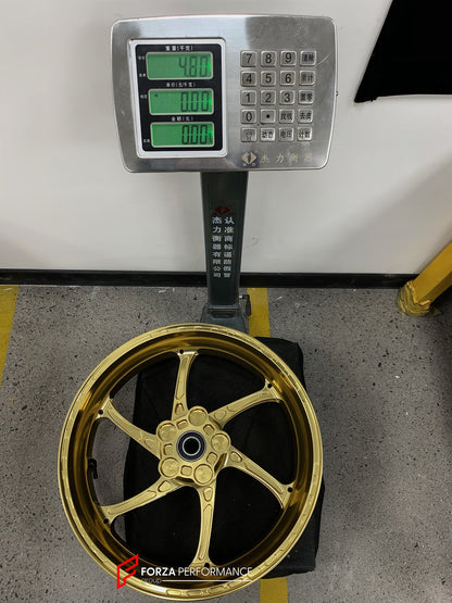 We manufacture premium quality forged motorcycle wheels rims for TRIUMPH in any design, size, color.

Wheel sizes (motorcycle spec):

Front: 3.5 x 17

Rear: 5.5 x 17

Weight:

Front: 3.9 kg (8.6 lbs)

Rear: 4.8 kg (10.58 lbs)


Finishing: Gloss Black

Forza Performance Group engineers and manufactures each forged motorcycle wheel individually per order. This ensures precise fitment, uncompromised strength, and unique styling. Whether for racing, touring, or daily use — our wheels are built for both performa