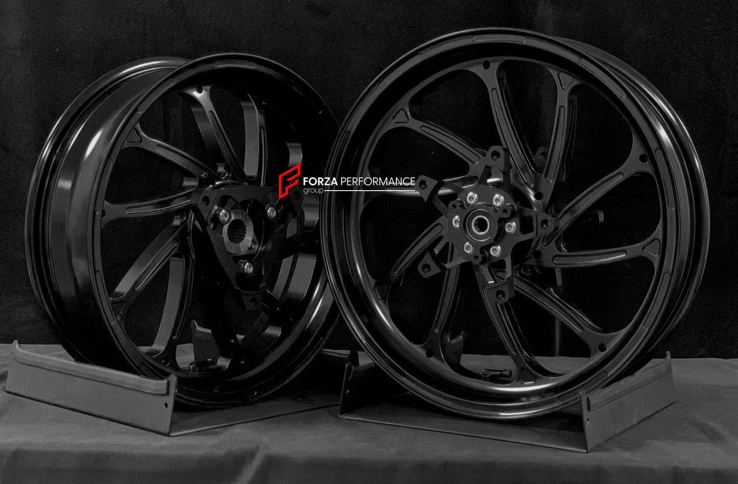 We manufacture premium quality forged motorcycle wheels rims for YAMAHA in any design, size, color.

Wheel sizes (motorcycle spec):

Front: 3.5 x 15

Rear: 4 x 14

Weight:

Front: 3.95 kg (8.71 lbs)

Rear: 3.8 kg (8.38 lbs)


Finishing: Satin Black

Forza Performance Group engineers and manufactures each forged motorcycle wheel individually per order. This ensures precise fitment, uncompromised strength, and unique styling. Whether for racing, touring, or daily use — our wheels are built for both performanc