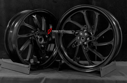 We manufacture premium quality forged motorcycle wheels rims for YAMAHA in any design, size, color.

Wheel sizes (motorcycle spec):

Front: 3.5 x 15

Rear: 4 x 14

Weight:

Front: 3.95 kg (8.71 lbs)

Rear: 3.8 kg (8.38 lbs)


Finishing: Satin Black

Forza Performance Group engineers and manufactures each forged motorcycle wheel individually per order. This ensures precise fitment, uncompromised strength, and unique styling. Whether for racing, touring, or daily use — our wheels are built for both performanc