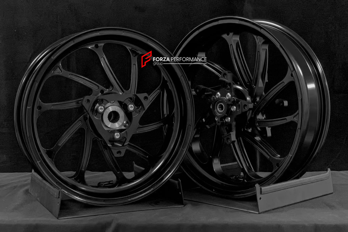 We manufacture premium quality forged motorcycle wheels rims for YAMAHA in any design, size, color.

Wheel sizes (motorcycle spec):

Front: 3.5 x 15

Rear: 4 x 14

Weight:

Front: 3.95 kg (8.71 lbs)

Rear: 3.8 kg (8.38 lbs)


Finishing: Satin Black

Forza Performance Group engineers and manufactures each forged motorcycle wheel individually per order. This ensures precise fitment, uncompromised strength, and unique styling. Whether for racing, touring, or daily use — our wheels are built for both performanc
