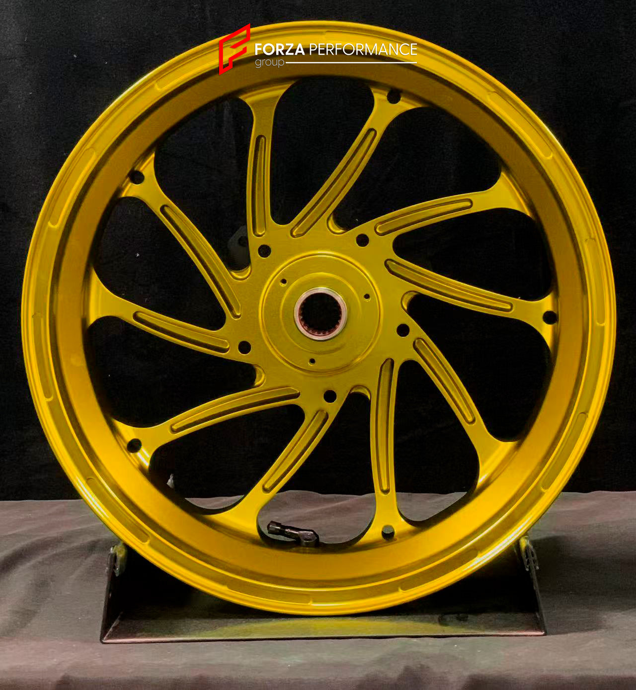 We manufacture premium quality forged motorcycle wheels rims for YAMAHA in any design, size, color.

Wheel sizes (motorcycle spec):

Front: 3.5 x 15

Rear: 4 x 14

Weight:

Front: 3.95 kg (8.71 lbs)

Rear: 3.8 kg (8.38 lbs)

Finishing: Gloss Gold

Forza Performance Group engineers and manufactures each forged motorcycle wheel individually per order. This ensures precise fitment, uncompromised strength, and unique styling. Whether for racing, touring, or daily use — our wheels are built for both performance 