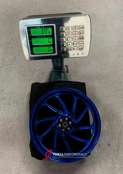 We manufacture premium quality forged motorcycle wheels rims for YAMAHA in any design, size, color.

Wheel sizes (motorcycle spec):

Front: 3.5 x 15

Rear: 4 x 14

Weight:

Front: 3.95 kg (8.71 lbs)

Rear: 3.85 kg (8.49 lbs)


Finishing: Gloss Blue

Forza Performance Group engineers and manufactures each forged motorcycle wheel individually per order. This ensures precise fitment, uncompromised strength, and unique styling. Whether for racing, touring, or daily use — our wheels are built for both performanc