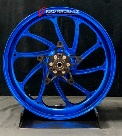 We manufacture premium quality forged motorcycle wheels rims for YAMAHA in any design, size, color.

Wheel sizes (motorcycle spec):

Front: 3.5 x 15

Rear: 4 x 14

Weight:

Front: 3.95 kg (8.71 lbs)

Rear: 3.85 kg (8.49 lbs)


Finishing: Gloss Blue

Forza Performance Group engineers and manufactures each forged motorcycle wheel individually per order. This ensures precise fitment, uncompromised strength, and unique styling. Whether for racing, touring, or daily use — our wheels are built for both performanc
