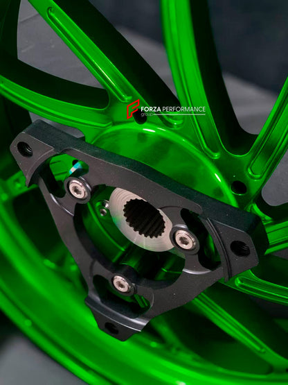 We manufacture premium quality forged motorcycle wheels rims for YAMAHA in any design, size, color.

Wheel sizes (motorcycle spec):

Front: 3.5 x 15

Rear: 4 x 14

Weight:

Front: 3.95 kg (8.71 lbs)

Rear: 3.8 kg (8.38 lbs)


Finishing: Gloss Green

Forza Performance Group engineers and manufactures each forged motorcycle wheel individually per order. This ensures precise fitment, uncompromised strength, and unique styling. Whether for racing, touring, or daily use — our wheels are built for both performanc