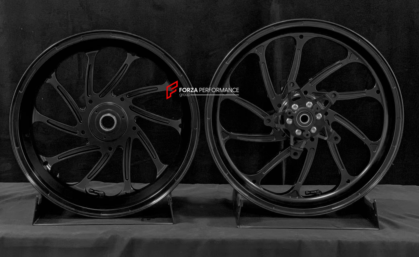We manufacture premium quality forged motorcycle wheels rims for YAMAHA in any design, size, color.

Wheel sizes (motorcycle spec):

Front: 3.5 x 15

Rear: 4 x 14

Weight:

Front: 3.95 kg (8.71 lbs)

Rear: 3.8 kg (8.38 lbs)


Finishing: Satin Black

Forza Performance Group engineers and manufactures each forged motorcycle wheel individually per order. This ensures precise fitment, uncompromised strength, and unique styling. Whether for racing, touring, or daily use — our wheels are built for both performanc