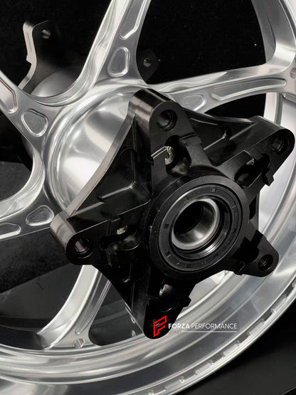 We manufacture premium quality forged motorcycle wheels rims for YAMAHA in any design, size, color.

Wheel sizes (motorcycle spec):

Front: 3.5 x 15

Rear: 4.5 x 15

Weight:

Front: 3.6 kg (7.94 lbs)

Rear: 4.75 kg (10.47 lbs)


Finishing: Gloss Silver

Forza Performance Group engineers and manufactures each forged motorcycle wheel individually per order. This ensures precise fitment, uncompromised strength, and unique styling. Whether for racing, touring, or daily use — our wheels are built for both perfor