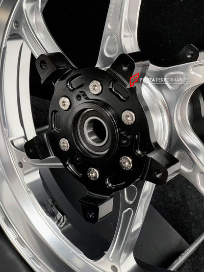 We manufacture premium quality forged motorcycle wheels rims for YAMAHA in any design, size, color.

Wheel sizes (motorcycle spec):

Front: 3.5 x 15

Rear: 4.5 x 15

Weight:

Front: 3.6 kg (7.94 lbs)

Rear: 4.75 kg (10.47 lbs)


Finishing: Gloss Silver

Forza Performance Group engineers and manufactures each forged motorcycle wheel individually per order. This ensures precise fitment, uncompromised strength, and unique styling. Whether for racing, touring, or daily use — our wheels are built for both perfor