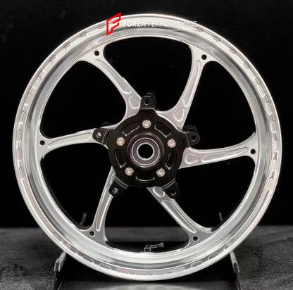 We manufacture premium quality forged motorcycle wheels rims for YAMAHA in any design, size, color.

Wheel sizes (motorcycle spec):

Front: 3.5 x 15

Rear: 4.5 x 15

Weight:

Front: 3.6 kg (7.94 lbs)

Rear: 4.75 kg (10.47 lbs)


Finishing: Gloss Silver

Forza Performance Group engineers and manufactures each forged motorcycle wheel individually per order. This ensures precise fitment, uncompromised strength, and unique styling. Whether for racing, touring, or daily use — our wheels are built for both perfor