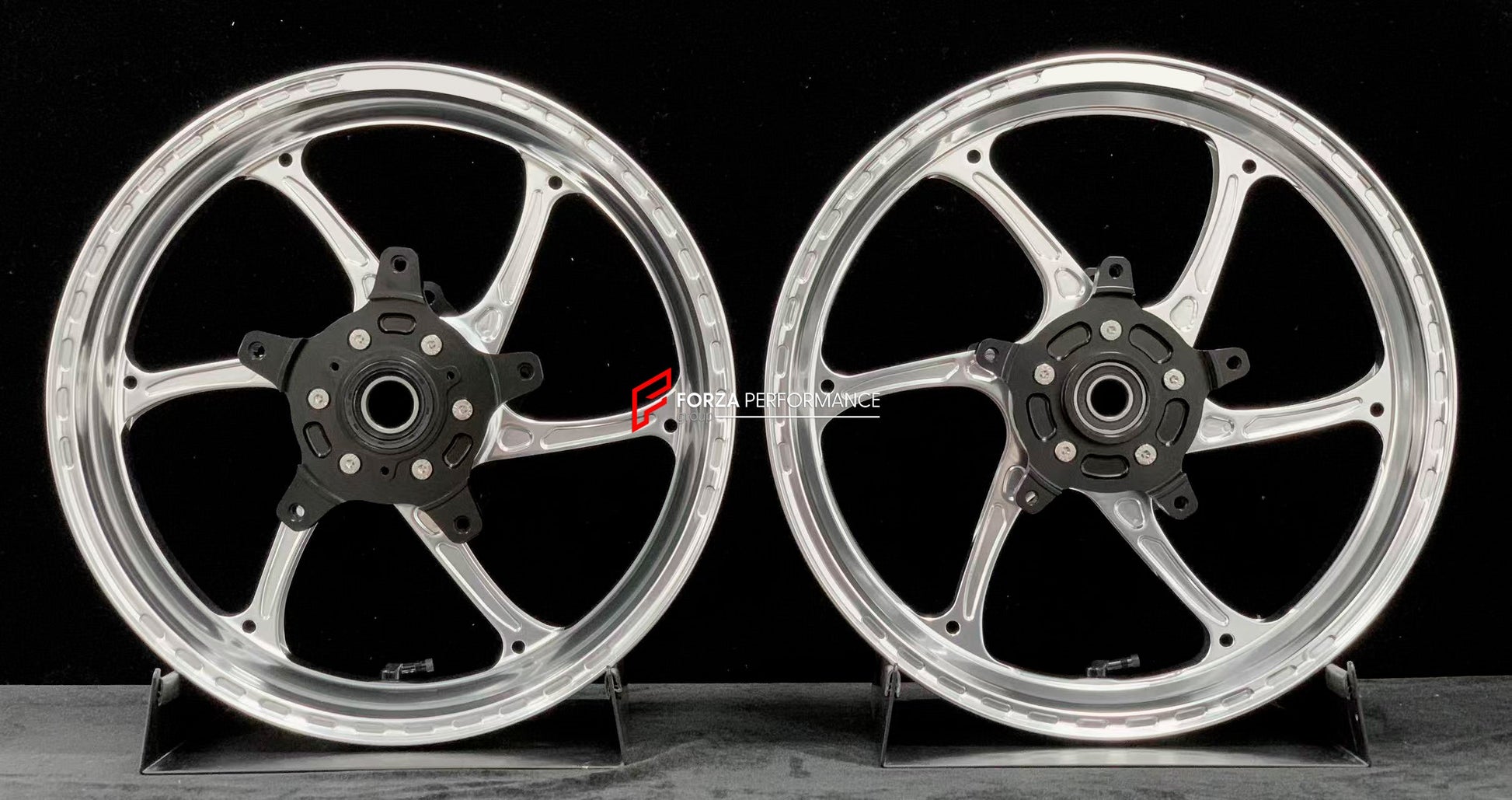 We manufacture premium quality forged motorcycle wheels rims for YAMAHA in any design, size, color.

Wheel sizes (motorcycle spec):

Front: 3.5 x 15

Rear: 4.5 x 15

Weight:

Front: 3.6 kg (7.94 lbs)

Rear: 4.75 kg (10.47 lbs)


Finishing: Gloss Silver

Forza Performance Group engineers and manufactures each forged motorcycle wheel individually per order. This ensures precise fitment, uncompromised strength, and unique styling. Whether for racing, touring, or daily use — our wheels are built for both perfor