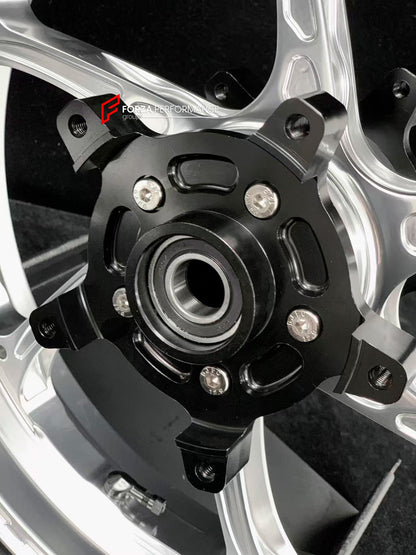 We manufacture premium quality forged motorcycle wheels rims for YAMAHA in any design, size, color.

Wheel sizes (motorcycle spec):

Front: 3.5 x 15

Rear: 4.5 x 15

Weight:

Front: 3.6 kg (7.94 lbs)

Rear: 4.75 kg (10.47 lbs)


Finishing: Gloss Silver

Forza Performance Group engineers and manufactures each forged motorcycle wheel individually per order. This ensures precise fitment, uncompromised strength, and unique styling. Whether for racing, touring, or daily use — our wheels are built for both perfor