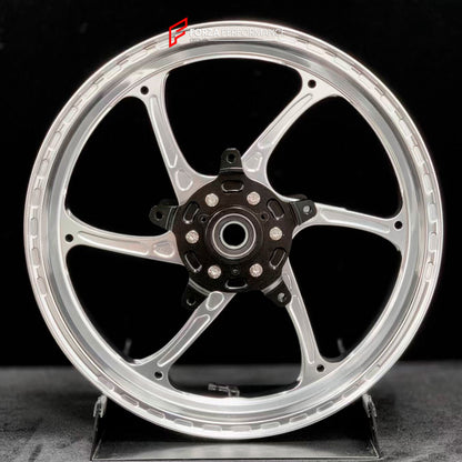 We manufacture premium quality forged motorcycle wheels rims for YAMAHA in any design, size, color.

Wheel sizes (motorcycle spec):

Front: 3.5 x 15

Rear: 4.5 x 15

Weight:

Front: 3.6 kg (7.94 lbs)

Rear: 4.75 kg (10.47 lbs)


Finishing: Gloss Silver

Forza Performance Group engineers and manufactures each forged motorcycle wheel individually per order. This ensures precise fitment, uncompromised strength, and unique styling. Whether for racing, touring, or daily use — our wheels are built for both perfor