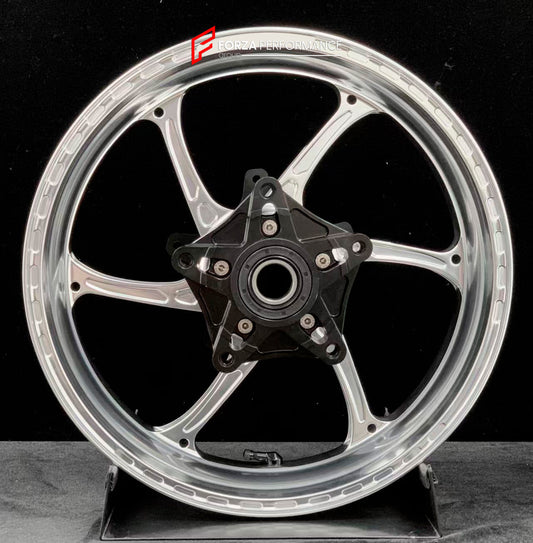 We manufacture premium quality forged motorcycle wheels rims for YAMAHA in any design, size, color.

Wheel sizes (motorcycle spec):

Front: 3.5 x 15

Rear: 4.5 x 15

Weight:

Front: 3.6 kg (7.94 lbs)

Rear: 4.75 kg (10.47 lbs)


Finishing: Gloss Silver

Forza Performance Group engineers and manufactures each forged motorcycle wheel individually per order. This ensures precise fitment, uncompromised strength, and unique styling. Whether for racing, touring, or daily use — our wheels are built for both perfor