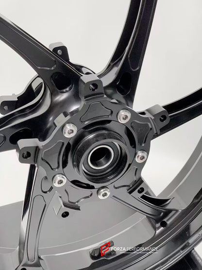 We manufacture premium quality forged motorcycle wheels rims for YAMAHA in any design, size, color.

Wheel sizes (motorcycle spec):

Front: 3.5 x 17

Rear: 5.5 x 17

Weight:

Front: 4 kg (8.82 lbs)

Rear: 4.85 kg (10.69 lbs)


Finishing: Satin Black

Forza Performance Group engineers and manufactures each forged motorcycle wheel individually per order. This ensures precise fitment, uncompromised strength, and unique styling. Whether for racing, touring, or daily use — our wheels are built for both performan
