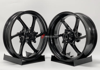 We manufacture premium quality forged motorcycle wheels rims for YAMAHA in any design, size, color.

Wheel sizes (motorcycle spec):

Front: 3.5 x 17

Rear: 5.5 x 17

Weight:

Front: 4 kg (8.82 lbs)

Rear: 4.85 kg (10.69 lbs)


Finishing: Satin Black

Forza Performance Group engineers and manufactures each forged motorcycle wheel individually per order. This ensures precise fitment, uncompromised strength, and unique styling. Whether for racing, touring, or daily use — our wheels are built for both performan