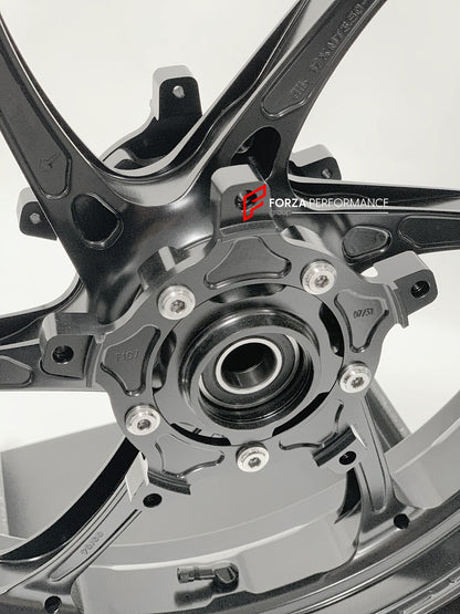 We manufacture premium quality forged motorcycle wheels rims for YAMAHA in any design, size, color.

Wheel sizes (motorcycle spec):

Front: 3.5 x 17

Rear: 5.5 x 17

Weight:

Front: 4 kg (8.82 lbs)

Rear: 4.85 kg (10.69 lbs)


Finishing: Satin Black

Forza Performance Group engineers and manufactures each forged motorcycle wheel individually per order. This ensures precise fitment, uncompromised strength, and unique styling. Whether for racing, touring, or daily use — our wheels are built for both performan