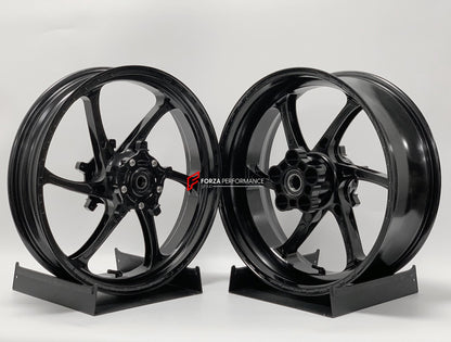We manufacture premium quality forged motorcycle wheels rims for YAMAHA in any design, size, color.

Wheel sizes (motorcycle spec):

Front: 3.5 x 17

Rear: 5.5 x 17

Weight:

Front: 4 kg (8.82 lbs)

Rear: 4.85 kg (10.69 lbs)


Finishing: Satin Black

Forza Performance Group engineers and manufactures each forged motorcycle wheel individually per order. This ensures precise fitment, uncompromised strength, and unique styling. Whether for racing, touring, or daily use — our wheels are built for both performan