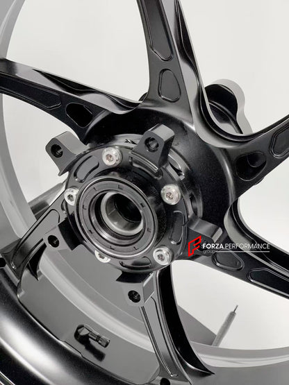 We manufacture premium quality forged motorcycle wheels rims for YAMAHA in any design, size, color.

Wheel sizes (motorcycle spec):

Front: 3.5 x 17

Rear: 5.5 x 17

Weight:

Front: 4 kg (8.82 lbs)

Rear: 4.85 kg (10.69 lbs)


Finishing: Satin Black

Forza Performance Group engineers and manufactures each forged motorcycle wheel individually per order. This ensures precise fitment, uncompromised strength, and unique styling. Whether for racing, touring, or daily use — our wheels are built for both performan