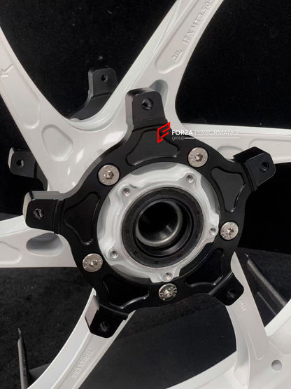 We manufacture premium quality forged motorcycle wheels rims for YAMAHA in any design, size, color.

Wheel sizes (motorcycle spec):

Front: 3.5 x 17

Rear: 5.5 x 17

Weight:

Front: 4.35 kg (9.59 lbs)

Rear: 4.95 kg (10.91 lbs)


Finishing: Gloss White

Forza Performance Group engineers and manufactures each forged motorcycle wheel individually per order. This ensures precise fitment, uncompromised strength, and unique styling. Whether for racing, touring, or daily use — our wheels are built for both perfor